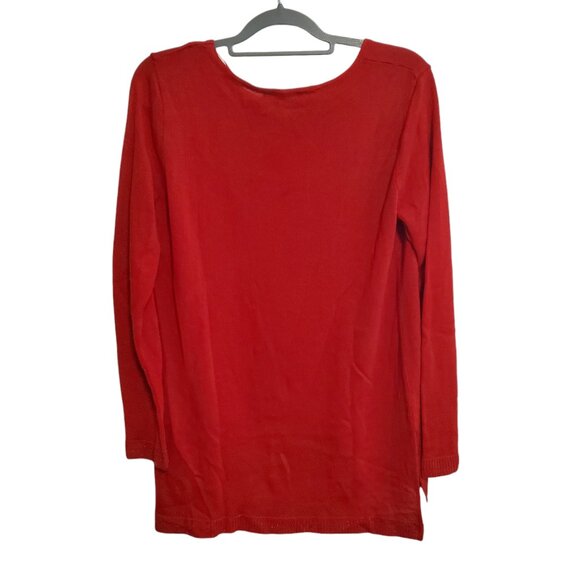 APT 9 Long Tunic Red Sweater with Metallic Threading Large - Picture 2 of 16